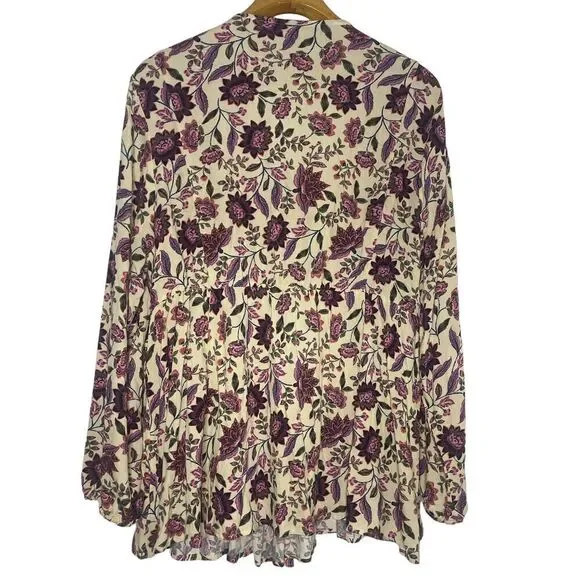 Torrid Babydoll Rayon Crepe Embroidered Lace-Up Top Sz: 2 - Picture 3 of 10